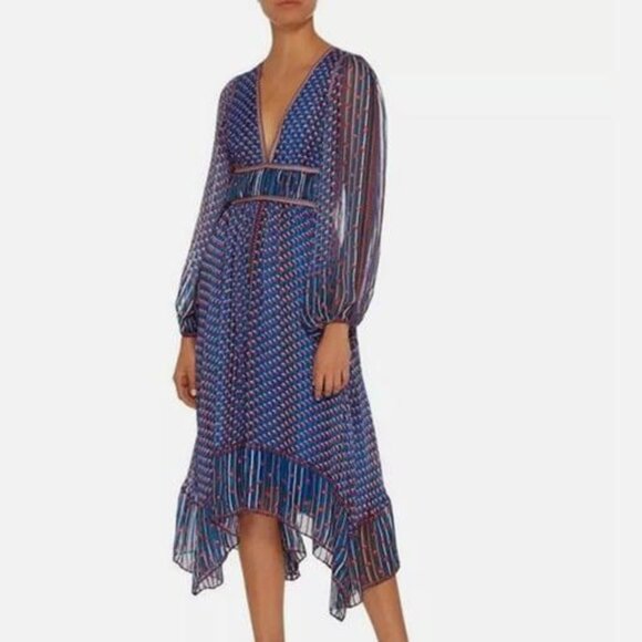 Ulla Johnson Amabelle Silk Midi Dress Cerulean Size 0 NWT